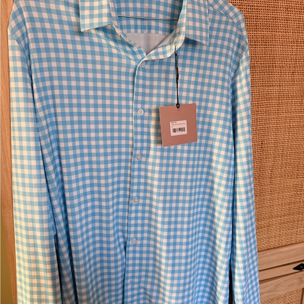 JD BUCK Blue and White Checkered Men's Shirt